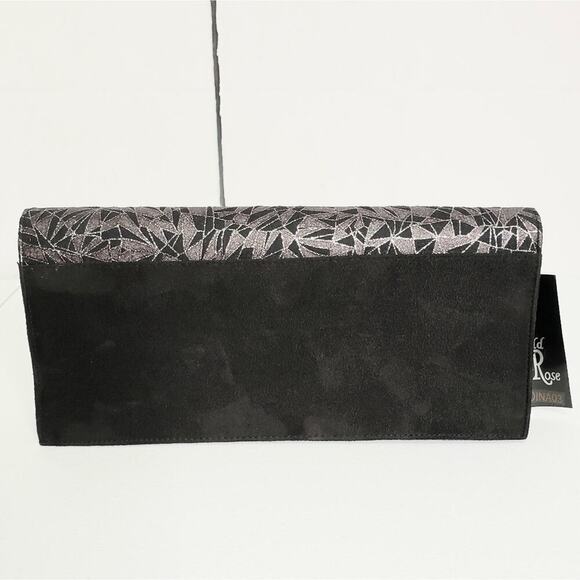VINTAGE - Wild Rose Faux Suede Bow Accent Formal Evening Clutch NWT - Picture 3 of 8